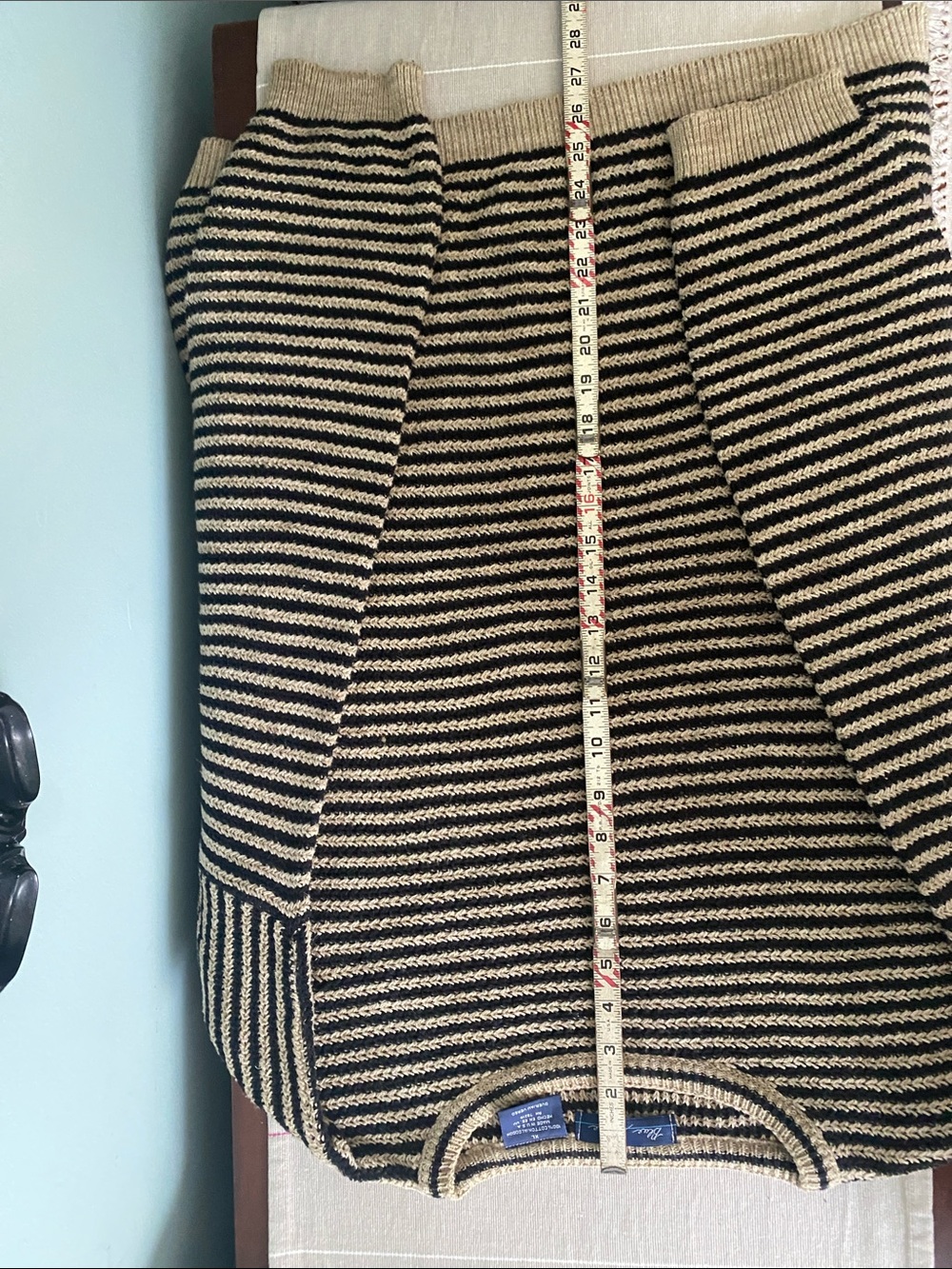 Classic Cotton Striped Crewneck Sweater - Black & Cream XL - Picture 6 of 7
